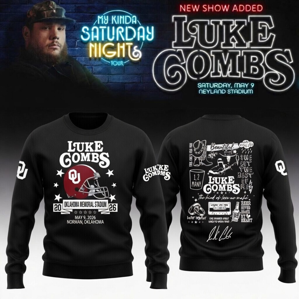 Oklahoma x LC My Kinda Saturday Night Tour Sweatshirt Oklahoma Memorial Stadium Apparel