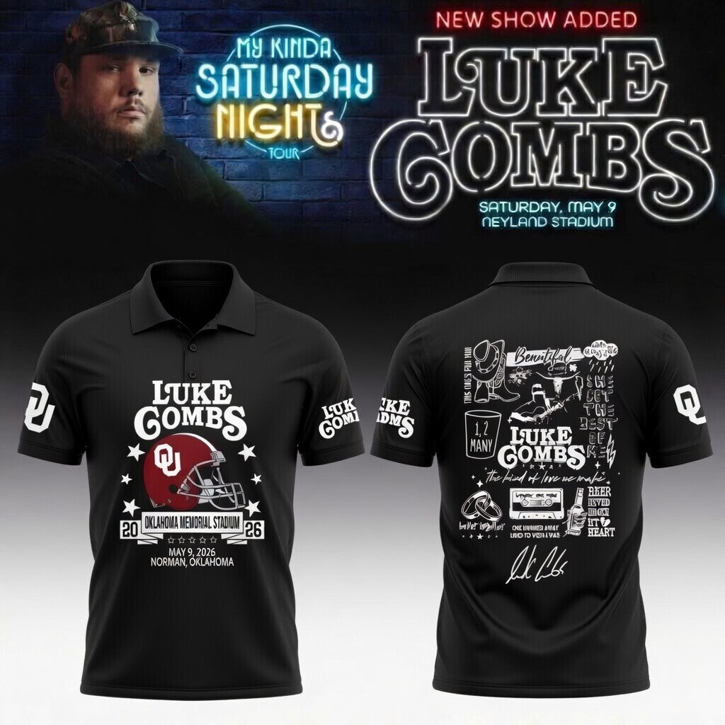 Oklahoma x Luke Combs My Kinda Saturday Night Tour 2026 Polo Shirt Football Clothes Fan Gear