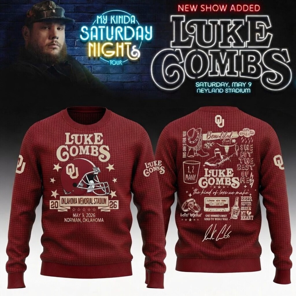 Oklahoma x Luke Combs My Kinda Saturday Night Tour 2026 Sweatshirt Football Apparel Fans Gear