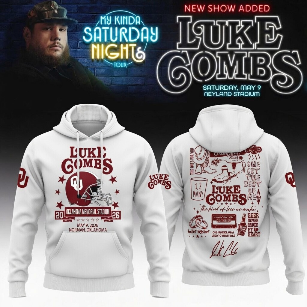 Oklahoma x Luke Combs My Kinda Saturday Night Tour Hoodie Luke Combs Hooded Sweatshirt