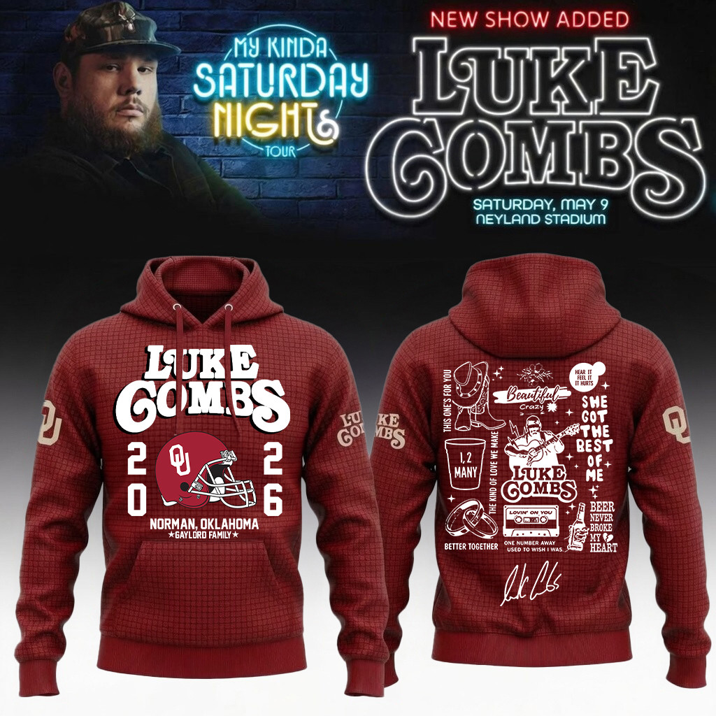 Oklahoma x Luke Combs My Kinda Saturday Night Tour Hoodie OU Football Apparel Fans Gear