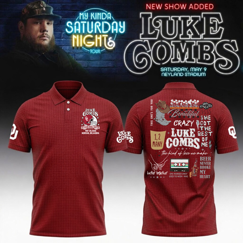 Oklahoma x Luke Combs My Kinda Saturday Night Tour Polo Shirt College Football Clothes Fan Gear