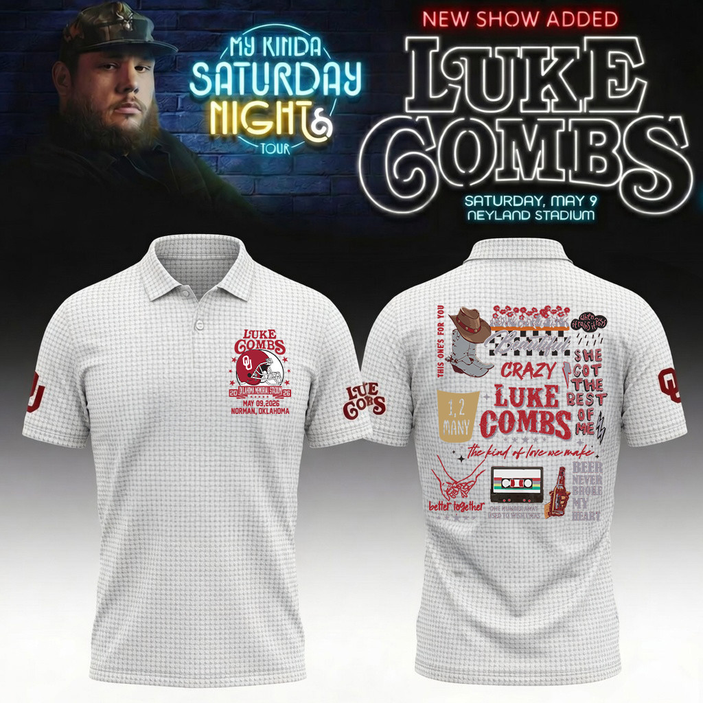 Oklahoma x Luke Combs My Kinda Saturday Night Tour Polo Shirt College Football Merch Fans Gift