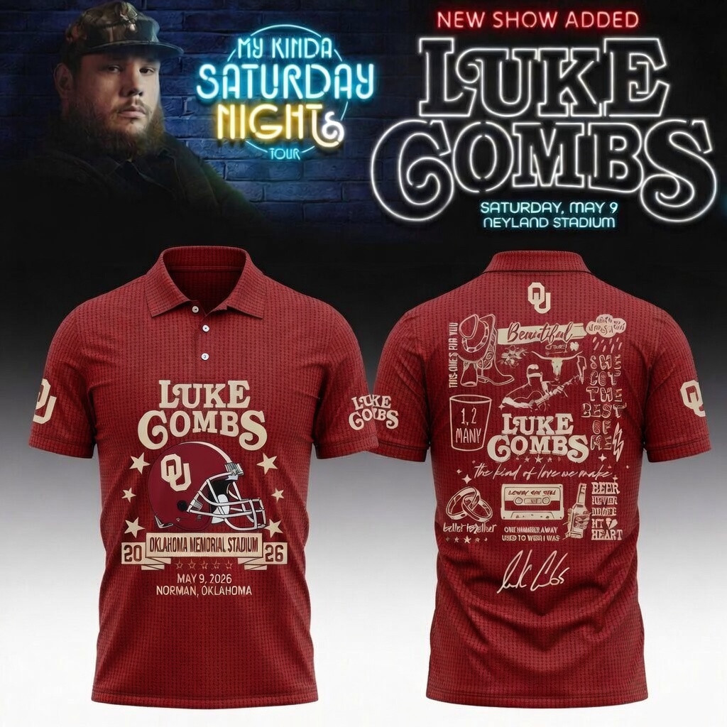 Oklahoma x Luke Combs My Kinda Saturday Night Tour Polo Shirt Luke Combs Clothes Fan Gear