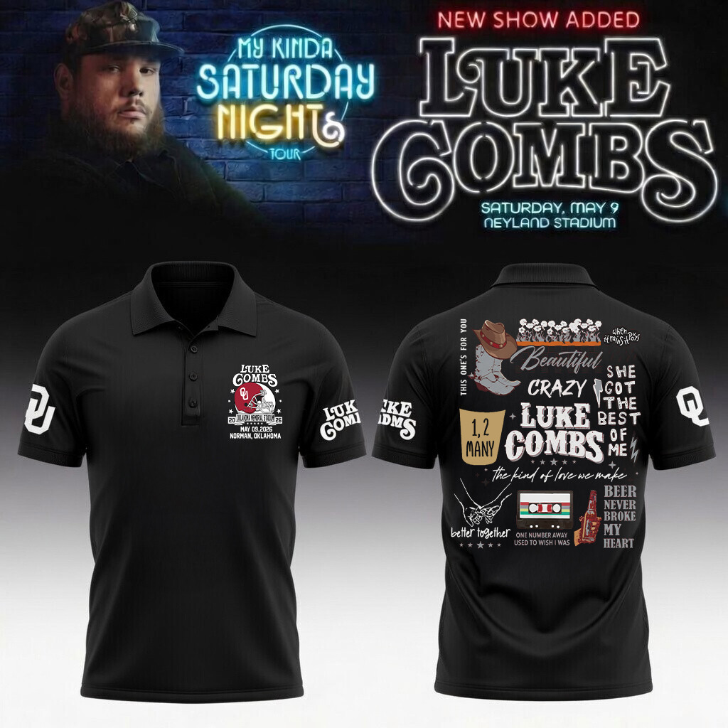 Oklahoma x Luke Combs My Kinda Saturday Night Tour Polo Shirt Luke Combs Music Apparel