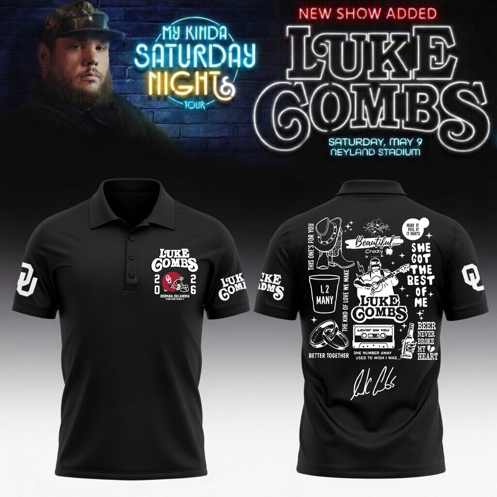 Oklahoma x Luke Combs My Kinda Saturday Night Tour Polo Shirt Norman Oklahoma Concert Merch