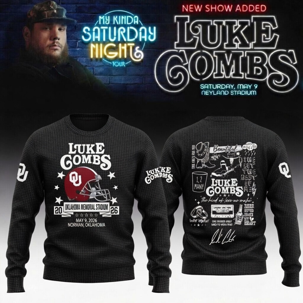 Oklahoma x Luke Combs My Kinda Saturday Night Tour Sweatshirt Football Clothing Fans Gear