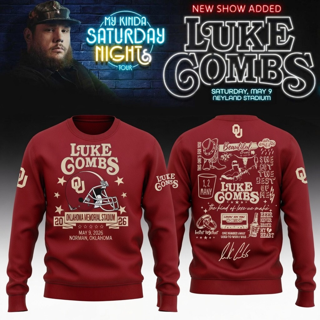 Oklahoma x Luke Combs My Kinda Saturday Night Tour Sweatshirt Luke Combs Apparel Gift For Fans