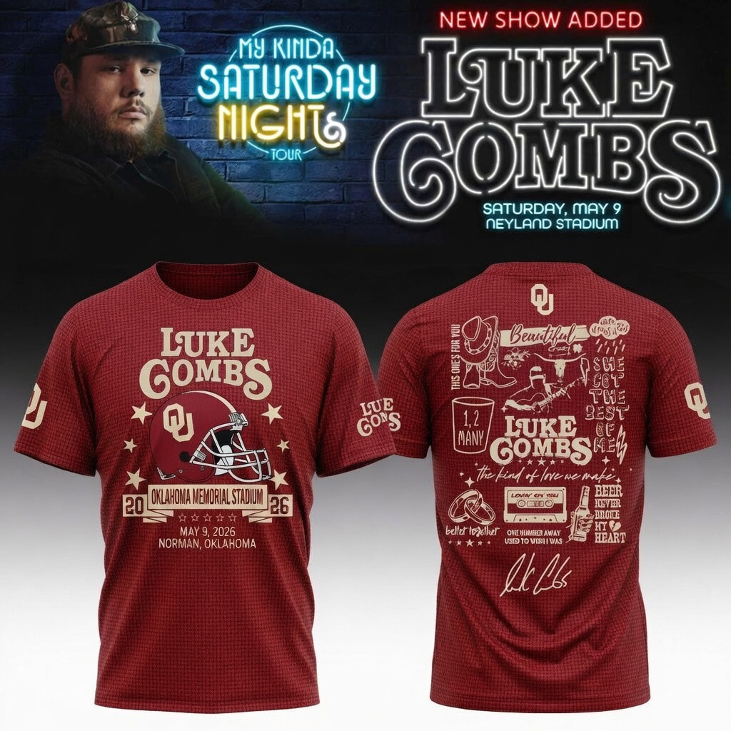 Oklahoma x Luke Combs My Kinda Saturday Night Tour T-Shirt Game Day Clothing Football Gear