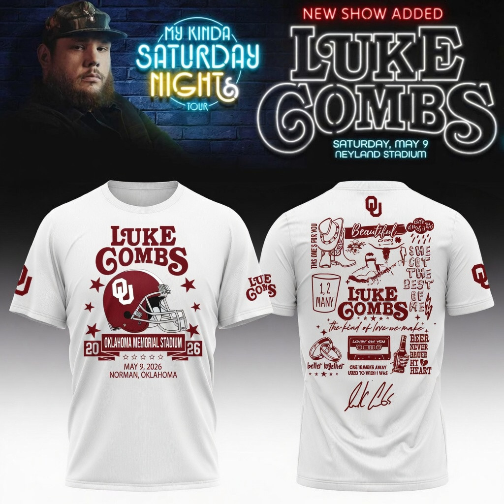 Oklahoma x Luke Combs My Kinda Saturday Night Tour T-Shirt Luke Combs 2026 Tour Merch Fans Gift