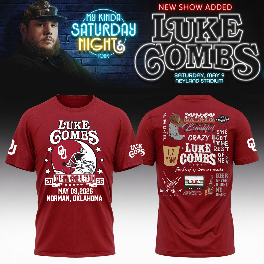 Oklahoma x Luke Combs My Kinda Saturday Night Tour T-Shirt Luke Combs Stadium Tour Clothes