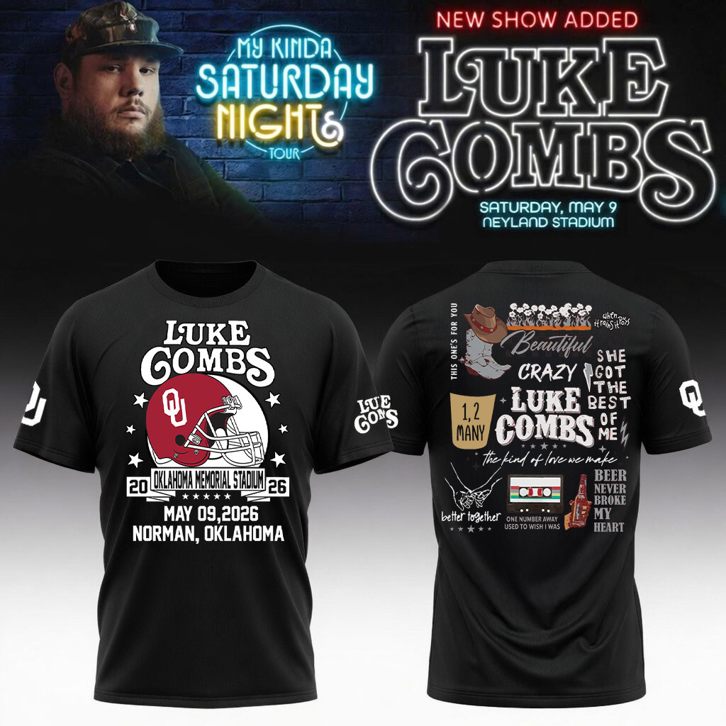 Oklahoma x Luke Combs My Kinda Saturday Night Tour T-Shirt Oklahoma Stadium Shirt