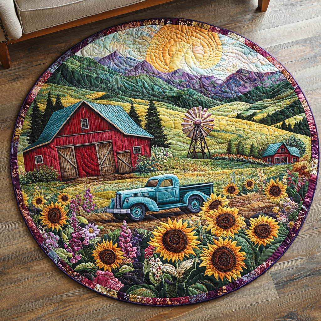 Old Barn Dreams Quilted Round Mat Christmas Decor For Entryway Christmas Gifts For The Farmer