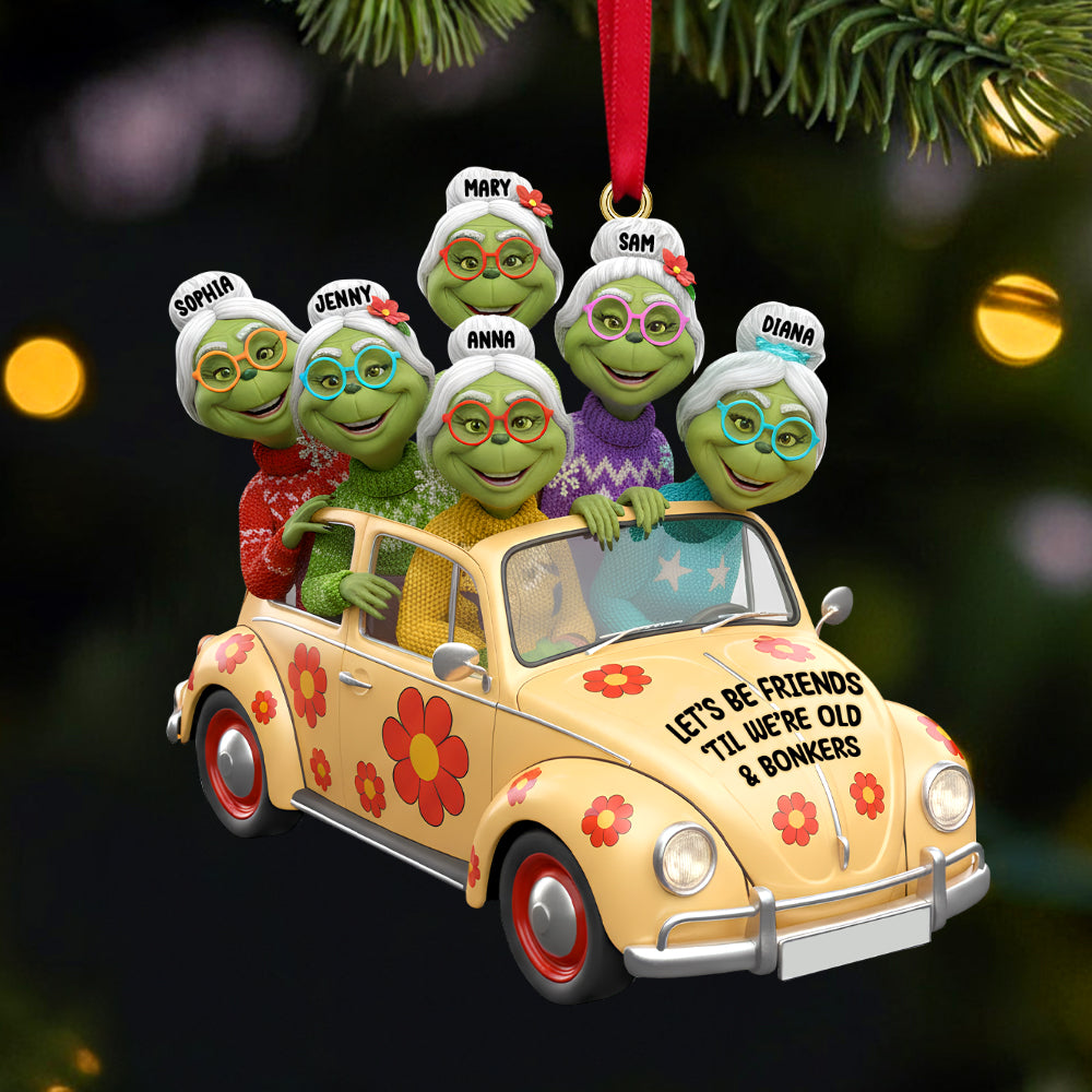 Old Best Friends On Car Personalized Funny Gifts For Besties Christmas Ornament - Fun Holiday Ornament Gift