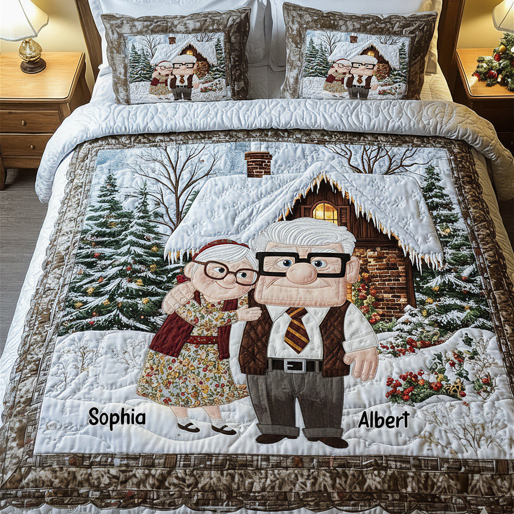 Old Couple Adventure Quilt Bedding Set Special Line - Personalized Gifts For Couple - Best Inappropriate Christmas Gifts Old Couple Adventure Quilt Bedding Set Special Line - Personalized Gifts For Couple - Best Inappropriate Christmas Gifts