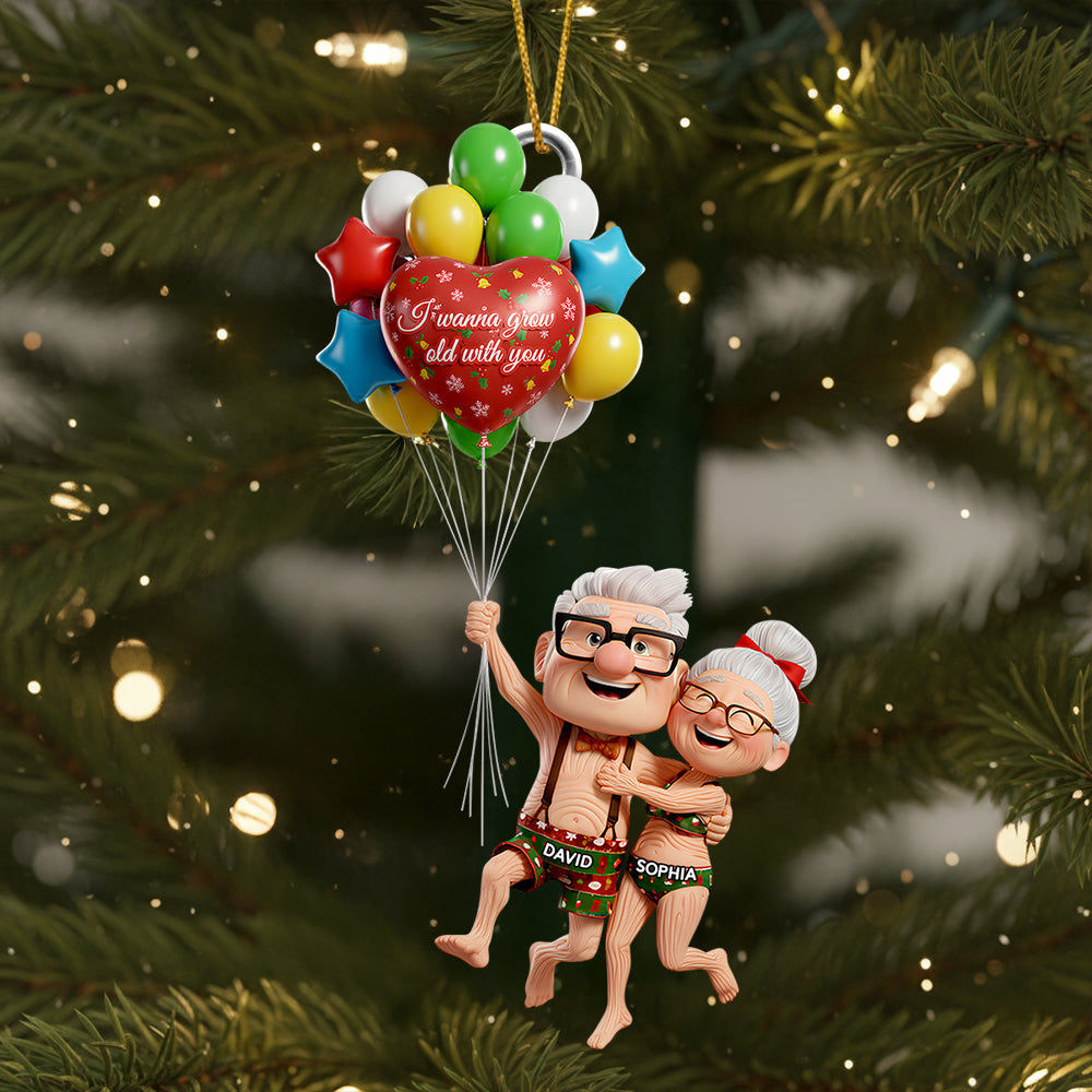 Old Couple Christmas Ornament, Personalized Gifts For Couple - Family Christmas Ornament Gift
