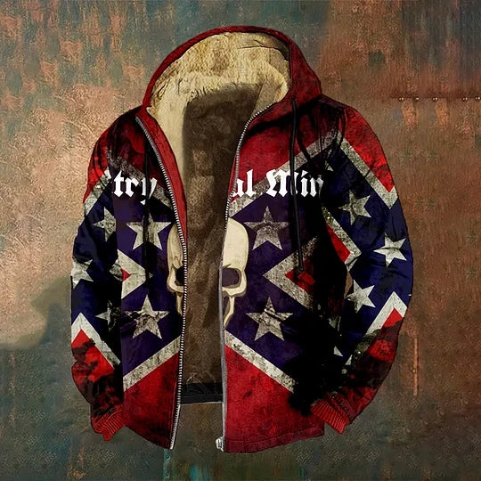 Old Dixie Skull Zip Hoodie Vintage Proud Southern Hoodie Stars And Bars Apparel