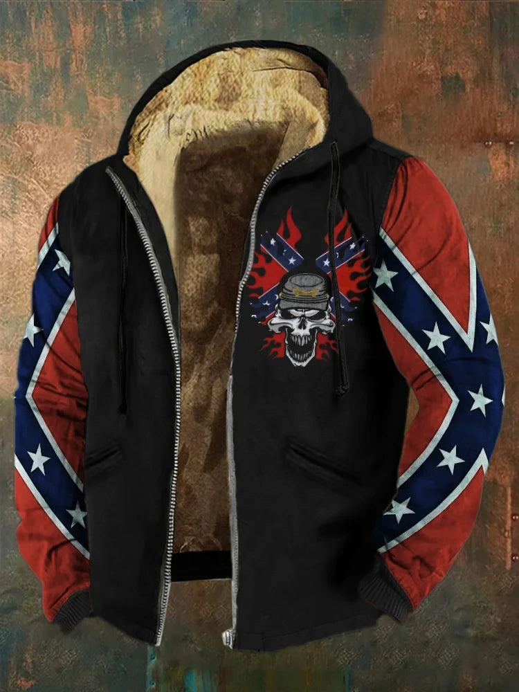 Old Dixie Skull Zip Hoodie Vintage Southern Pride Hoodie Stars And Bars Apparel Him Gifts