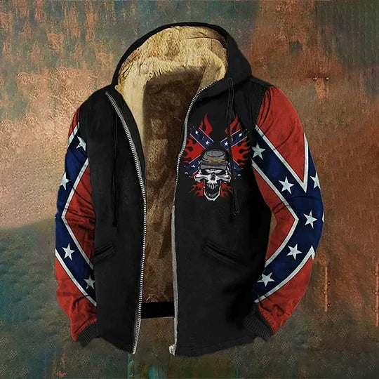 Old Dixie Skull Zip Hoodie Vintage Southern Pride Hoodie Stars And Bars Apparel Him Gifts
