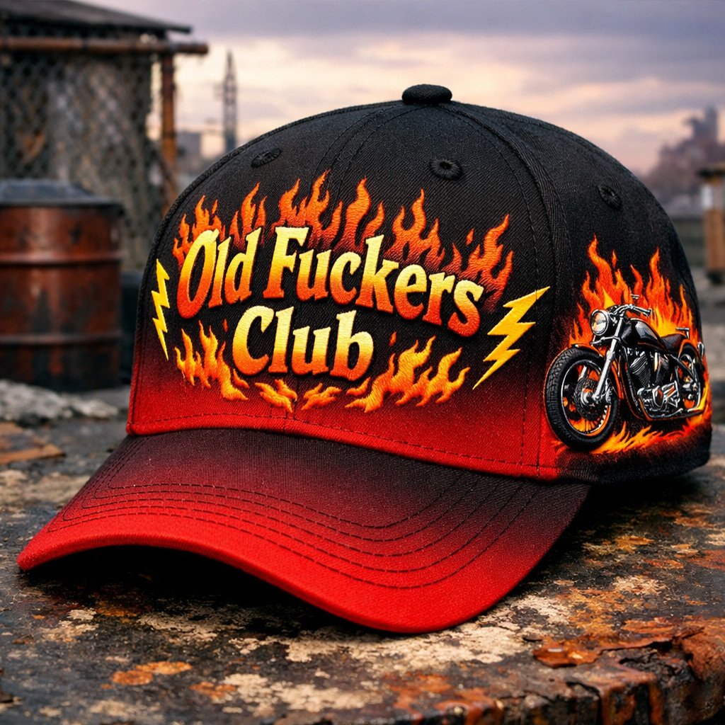 Old Fckers Club Fire Art Hat Old Veterans Baseball Cap Father Gift Ideas