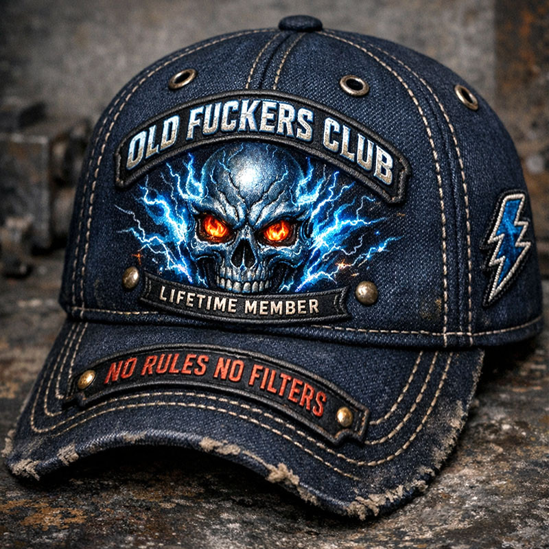 Old Fckers Club Lifetime Member Vintage Hat Skull Art Old Vet Baseball Cap Gift For Father