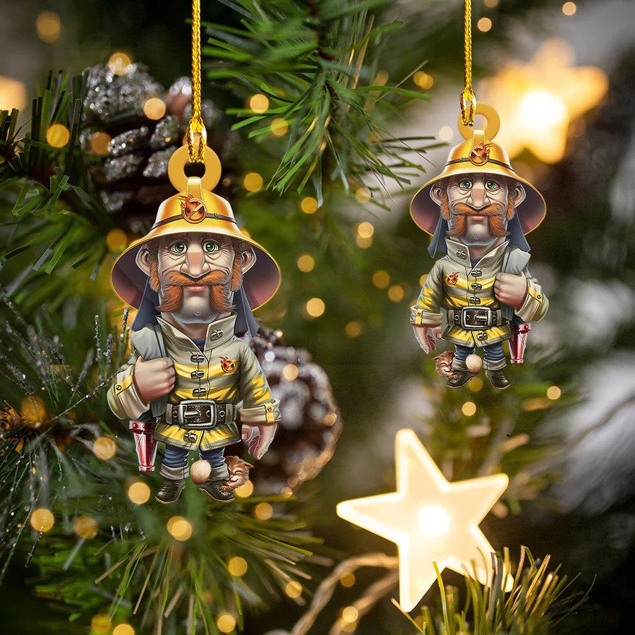 Old Firefighter Christmas Ornament for Old Firefighter Gift for Father Acrylic Firefighter Ornament