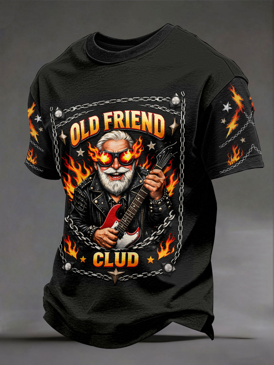 Old Friend Club T-Shirt Vintage Rock Guitarist Clothing Unique Gift For Men