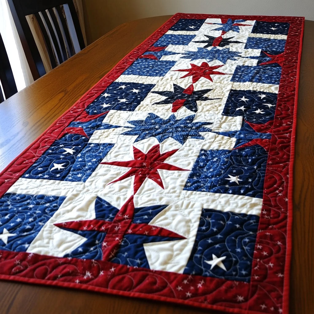 Old Glory Elegance Quilted Table Runner Elegant Holiday Table Runners Patriotic Gifts For Women