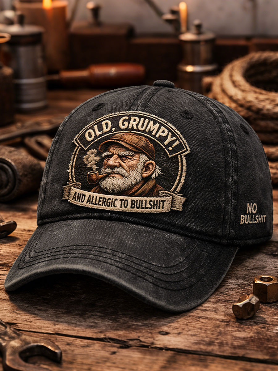 Old Grumpy And Allergic To Builshit Baseball Cap No Bullshit Hat Gift For Dad