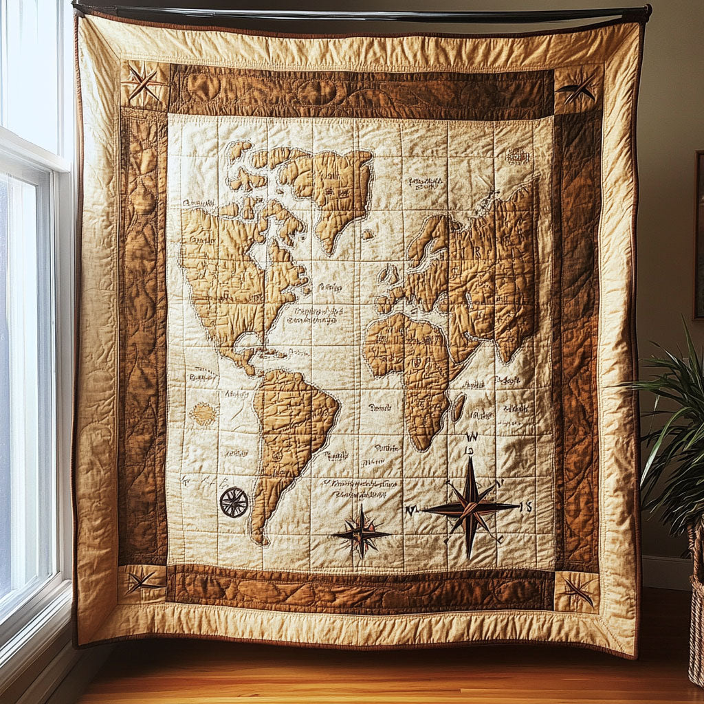 Old Map Quilt Unique Quilt Blanket Gift for Special Occasions