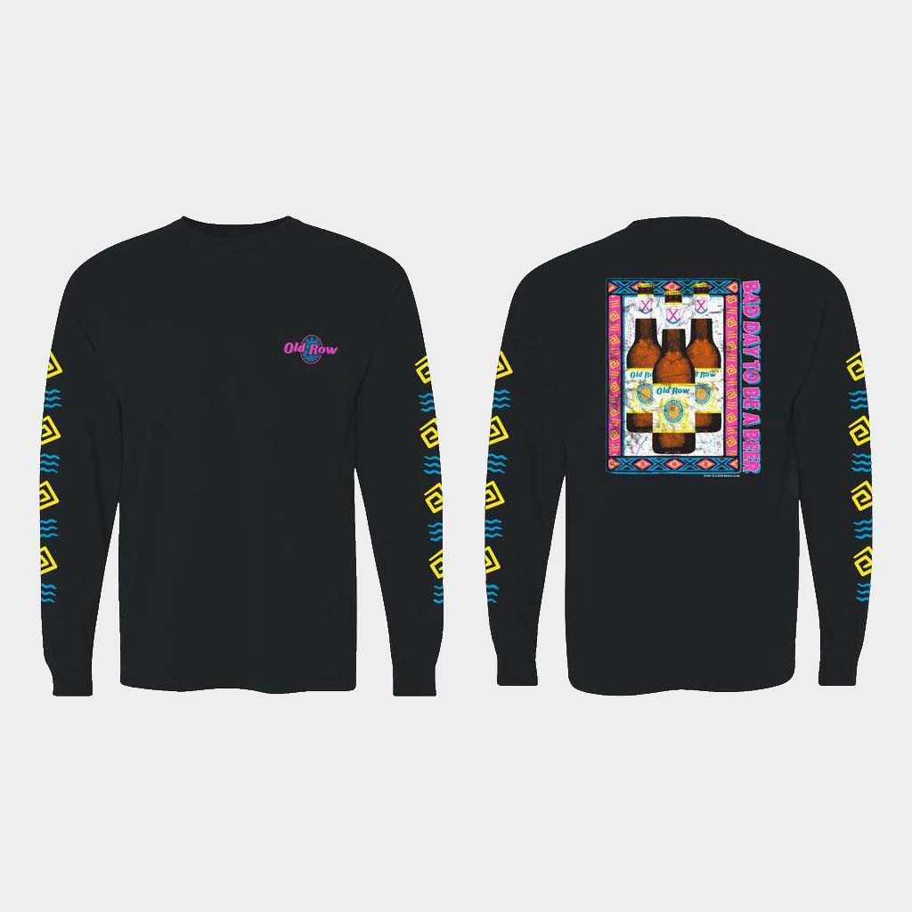 Old Row Merch Bad Day To Be A Beer 90s Retro Long Sleeve T-Shirt Old Row Shirt Beer Lovers Gifts