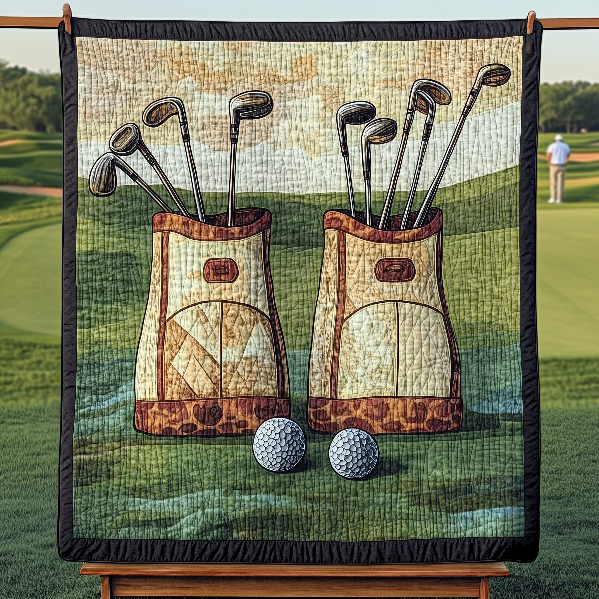 Old School Golf Quilted Blanket Cozy Quilted Blanket Gift for Couples
