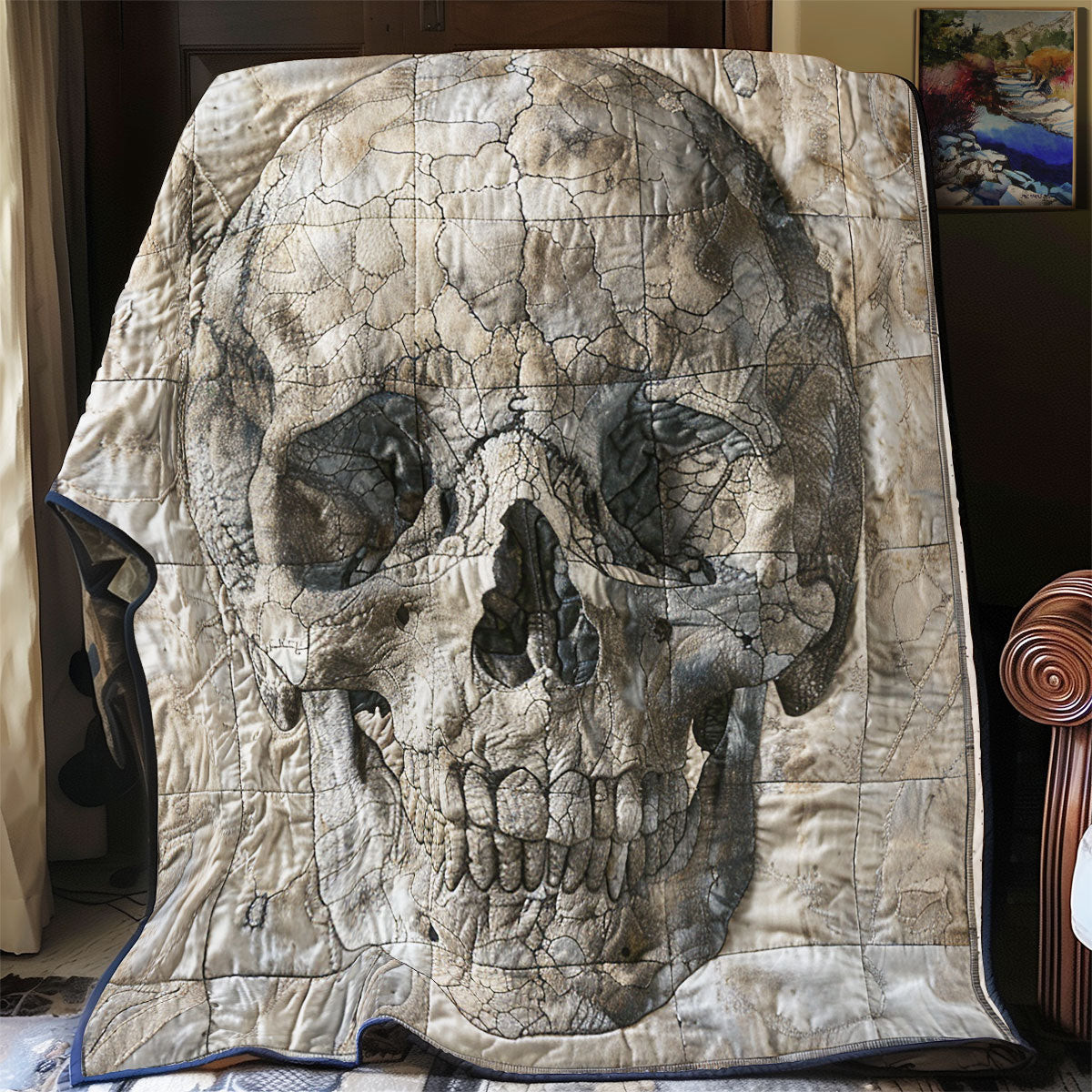 Old Skull Quilt Best Decoration Gift For Friends and Family on Halloween Day
