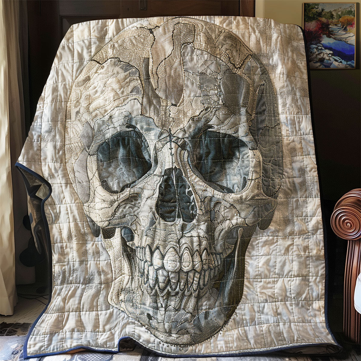 Old Skull Quilt Perfect Decoration Gift For Friends and Family on Halloween Day