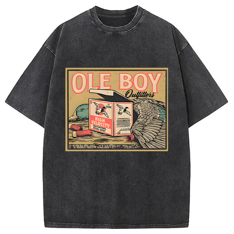 OLE BOY 12 Gauge Washed T-Shirt Casual Vintage Everyday Look Gifts For Friends