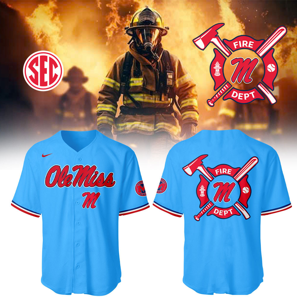 Ole Miss Baseball x Firefighter Appreciation Night Jersey Baseball Coach Gift Ideas