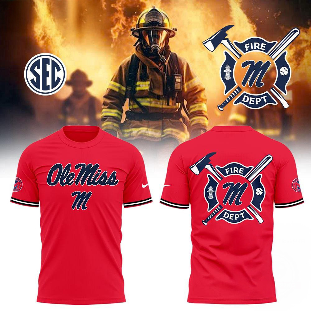 Ole Miss Rebels Baseball x Firefighter Appreciation Night 3D Print Shirt Gifts For Him