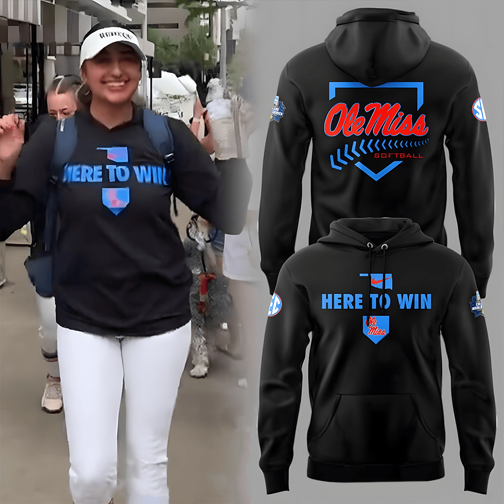 Ole Miss Softball Here To Win Special Black Hoodie Softball Lovers Gifts