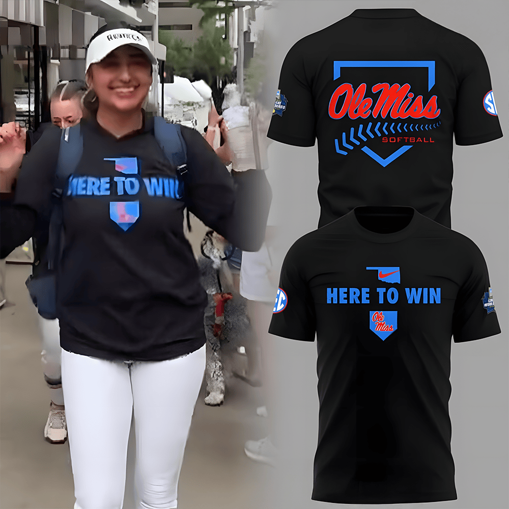 Ole Miss Softball Here To Win Special Black T-Shirt Perfect Sport Merch Gift For Him