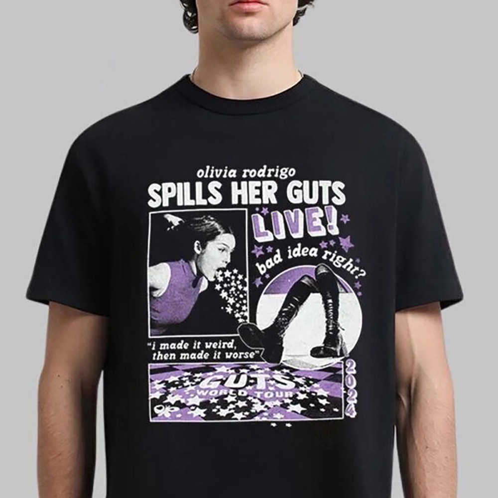 Olivia Rodrigo Guts World Tour 2025 Spills Her GUTS Live T-Shirt Gift For Fans