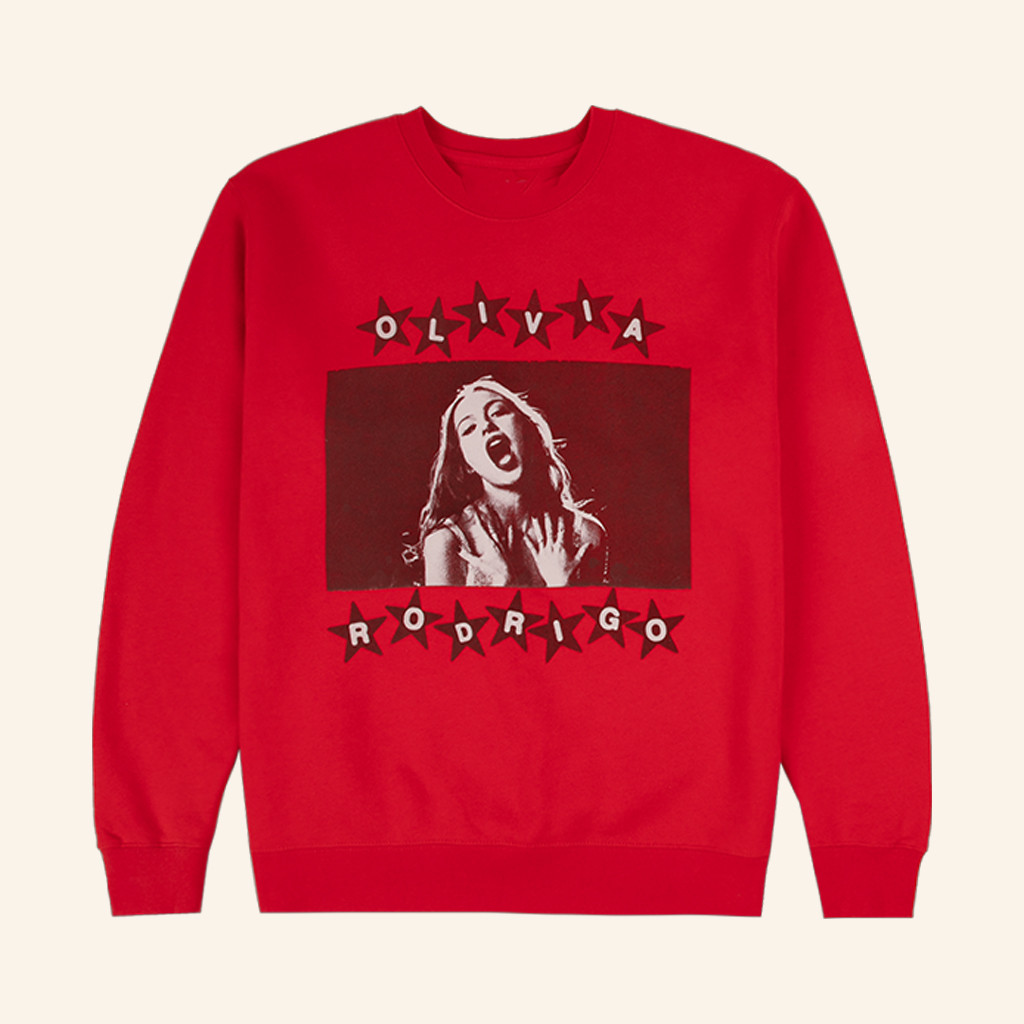 Olivia Rodrigo Merch All American Red Photo Sweatshirt Gifts For Music Fans