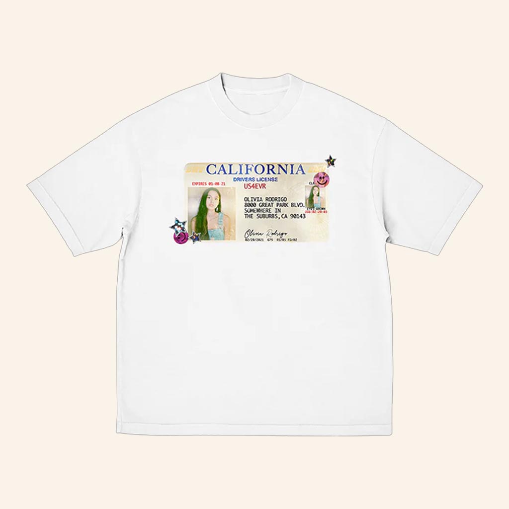 Olivia Rodrigo Merch Drivers License 5 Year Anniversary T-Shirt Cool Gifts For Music Lovers