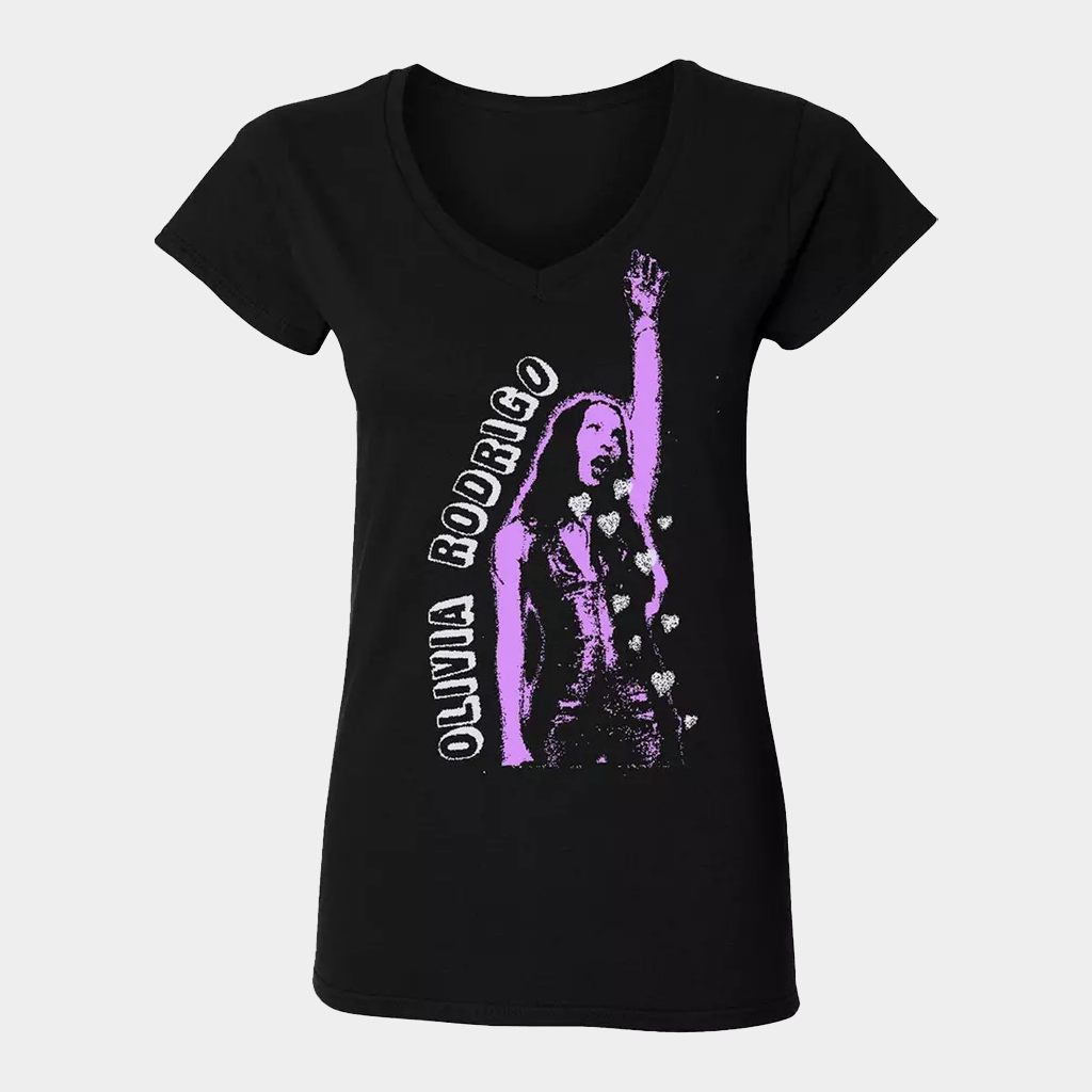 Olivia Rodrigo Merch Hearts V-Neck T-Shirt Music Lover Gift Ideas For Her