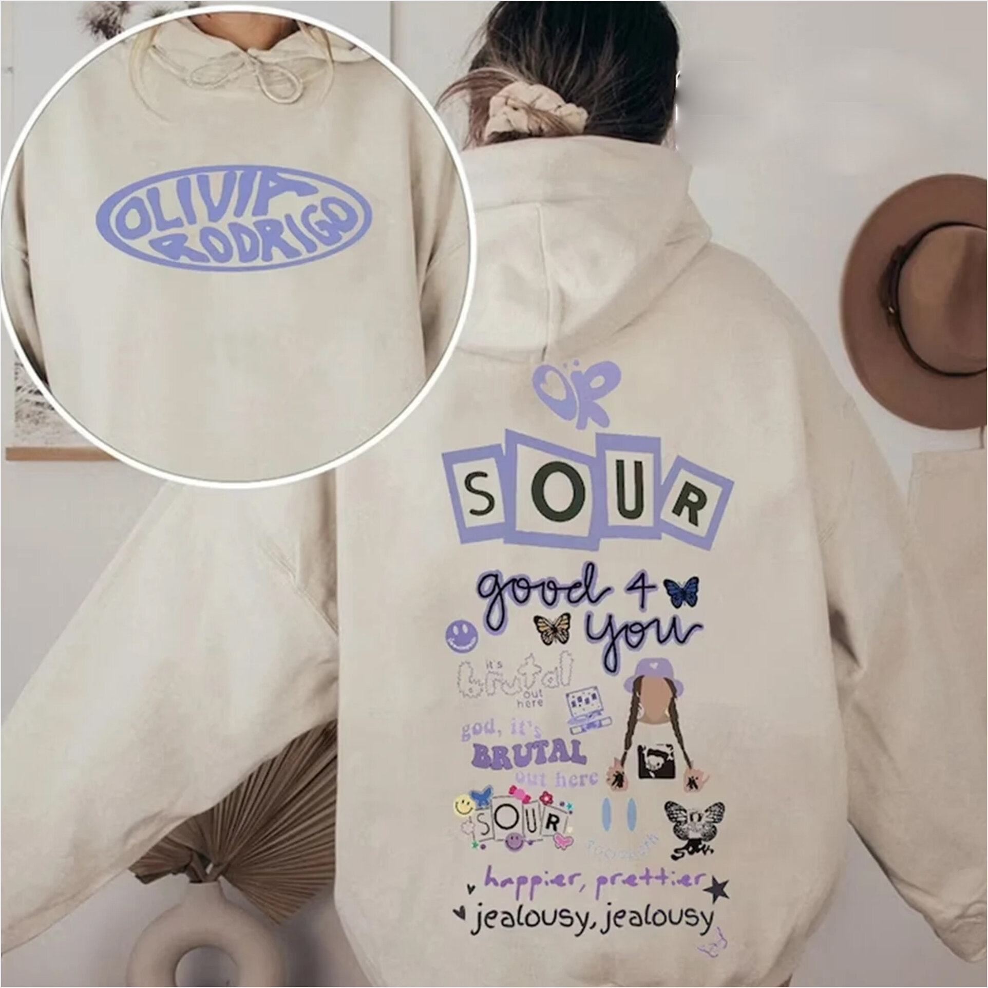 Olivia Sour Tour Hoodie, Olivia Rodrigo Hoodie, Good 4 U Hoodie, Sour Album Hoodie, Vintage Olivia Rodrigo Hoodie Gifts For Brother