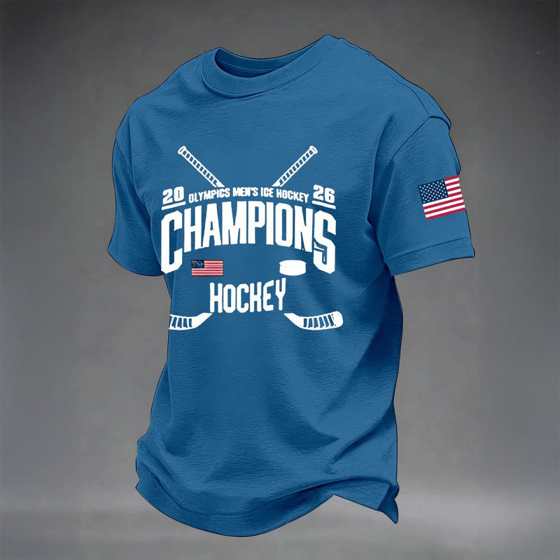 Olympics Men's Ice Hockey Champions T-Shirt USA Hockey Team Merch Fan Gift For Boyfriend
