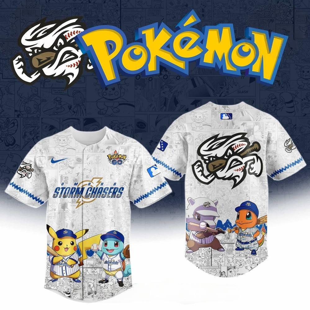 Omaha Storm Chasers x Pokemon Go Special Baseball Jersey Presents For Baseball Lovers