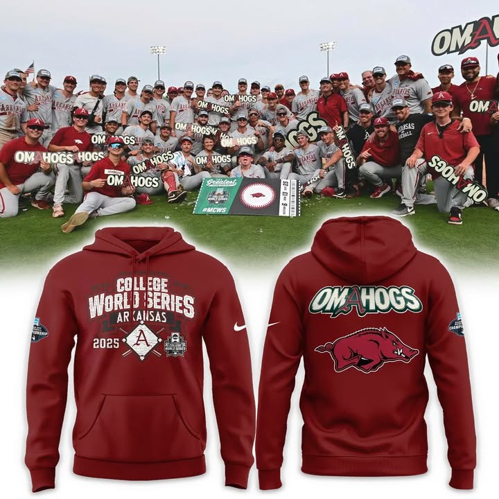 Omahogs 2025 Merch Arkansas Razorback Hoodie College World Series Arkansas Baseball Gifts