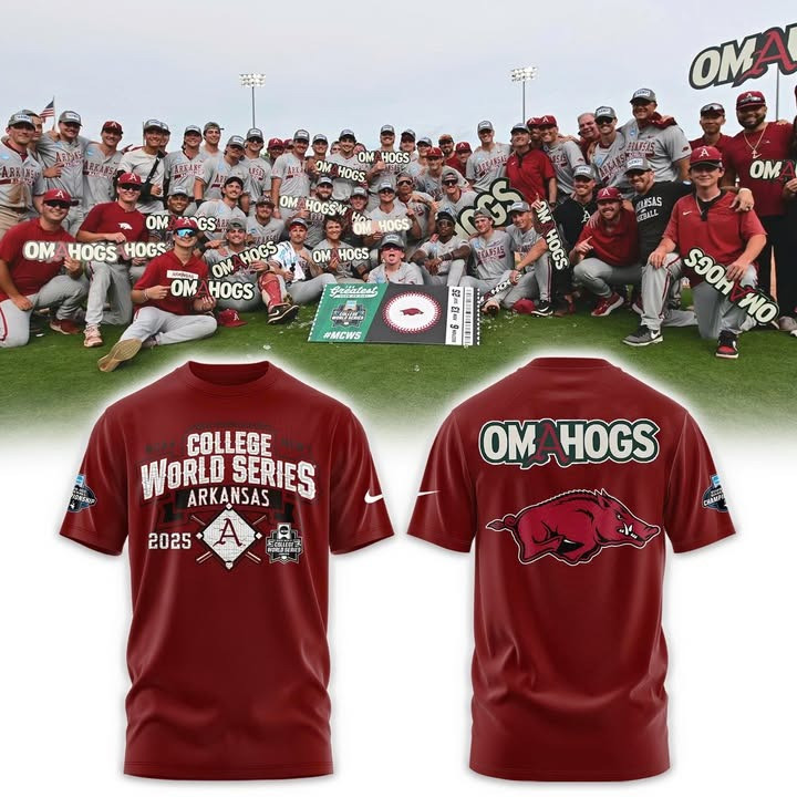Omahogs 2025 Merch Arkansas Razorback T-Shirt College World Series Arkansas Baseball
