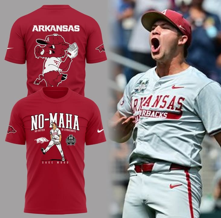 Omahogs Arkansas Razorback No-MAHA Shirt Gage Wood Men's College World Series 2025 Fan Merch