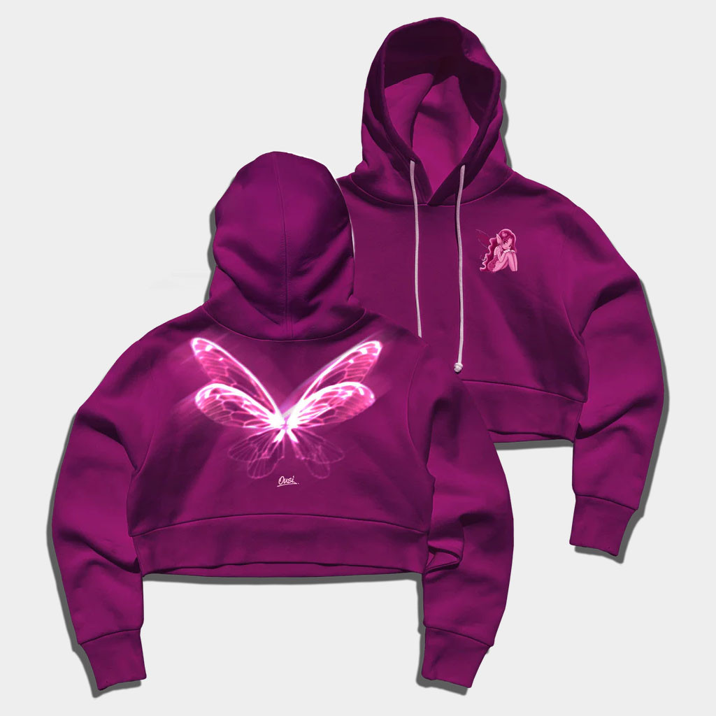 Omar Courtz Merch Pink Fairy Glow Cropped Hoodie Omar Courtz Hoodie Gift For Her Music Lovers